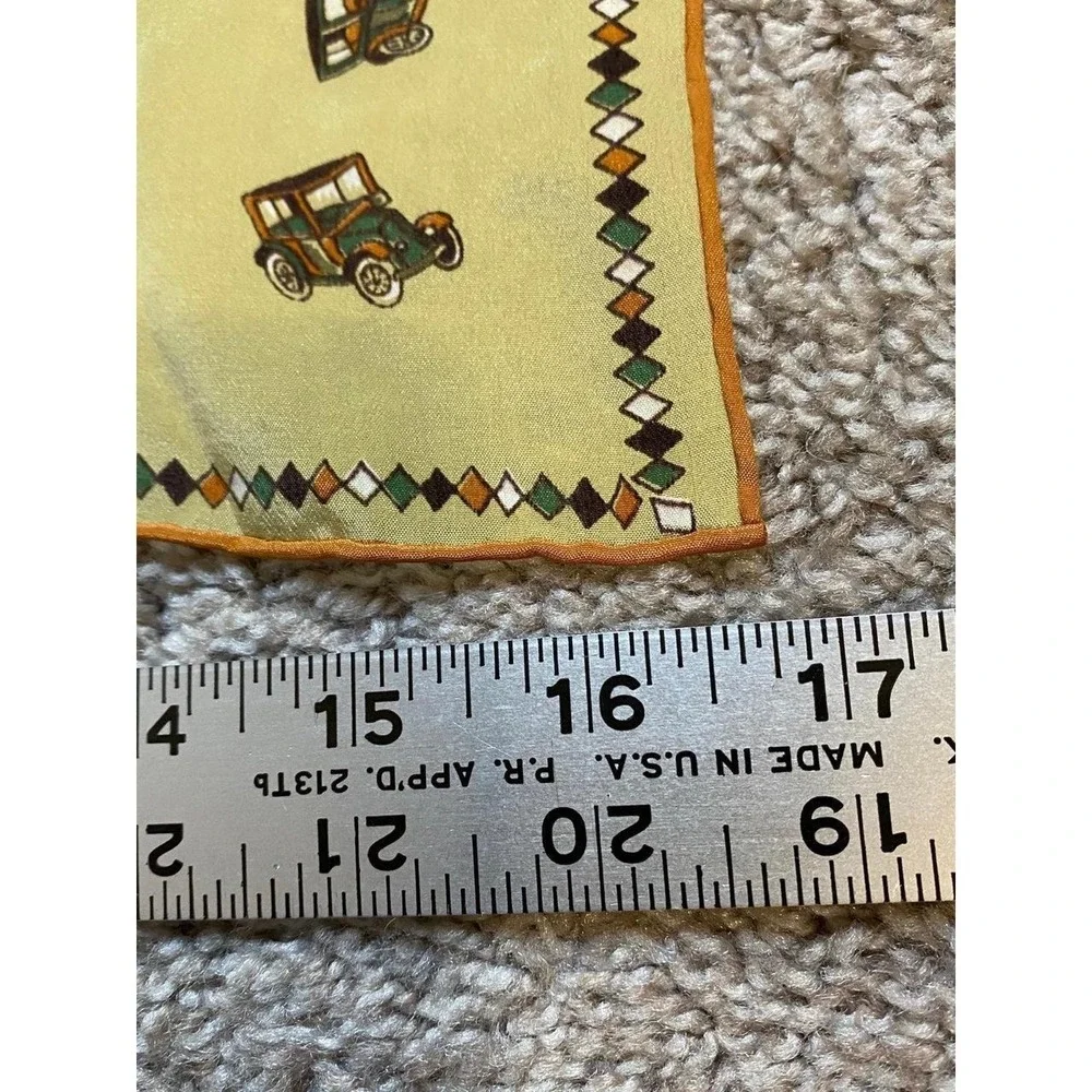 Sally Gee Pure Silk Neck Scarf Hand Rolled Vintage Cars Auto Design Gossip